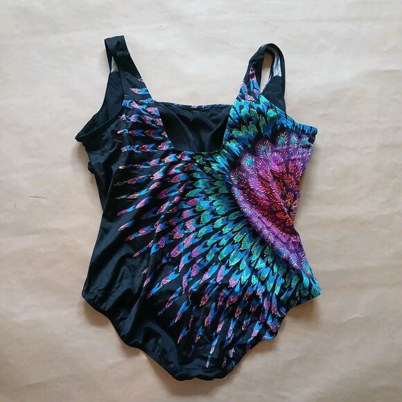 Great Lengths Size 18 One Piece Swimsuit Colorful Abstract Swimwear - Picture 2 of 5